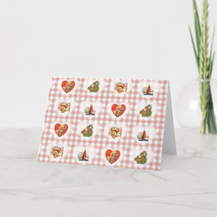Retro Vintage Coquette Baby Animals Gingham Card