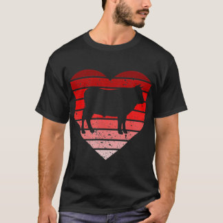Retro Vintage Cow Valentines Day for Farmer Lover T-Shirt