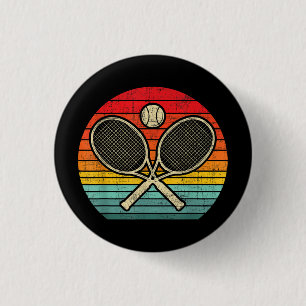 Retro Vintage Crossed Tennis Racket - Sports Lover 1 Inch Round Button
