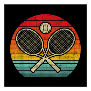 Retro Vintage Crossed Tennis Racket - Sports Lover Poster