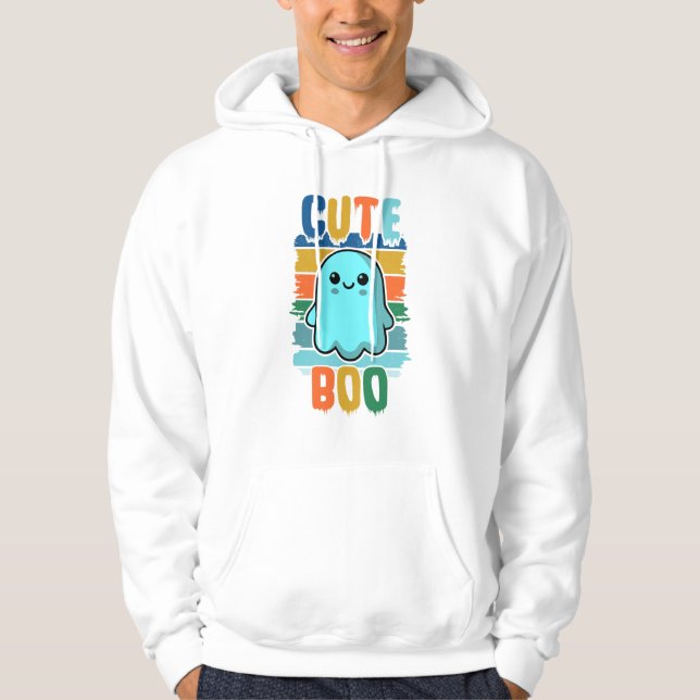 Retro Vintage Cute Halloween Ghost Hoodie (Front)