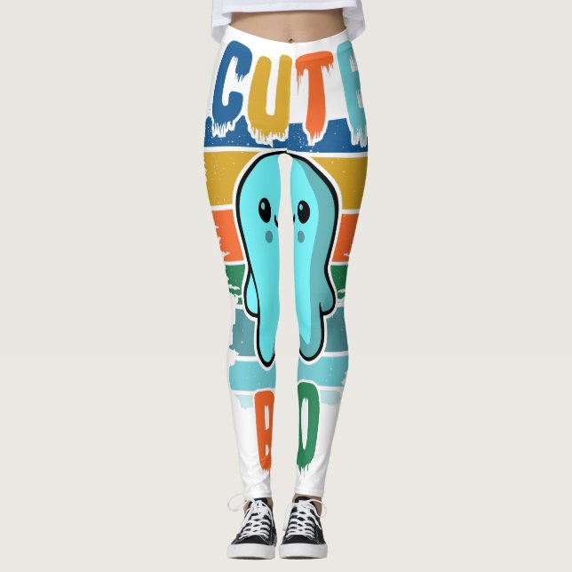 Retro Vintage Cute Halloween Ghost Leggings (Front)