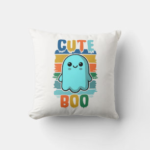 Retro Vintage Cute Halloween Ghost Throw Pillow
