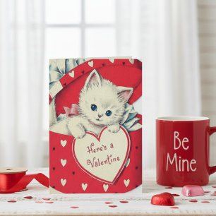 Retro Vintage Cute Kitten Custom Valentine's Day Holiday Card