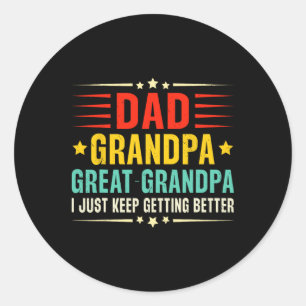 Retro Vintage Dad Grandpa Great Grandpa Cool Fathe Classic Round Sticker