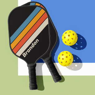 Retro Vintage Dark Rainbow with Name Pickleball Paddle