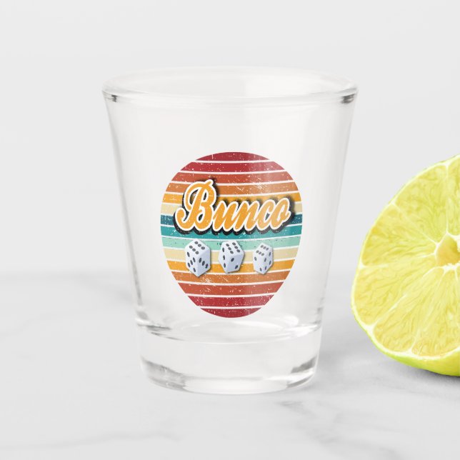 Retro Vintage Dice Bunco  Shot Glass (Front)