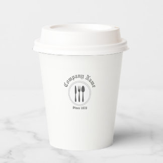 Retro Vintage Diner Spoon, Fork, Knife, Plate Grey Paper Cups