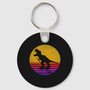 Retro Vintage Dinosaur Ice Hockey Dinosaur  Keychain