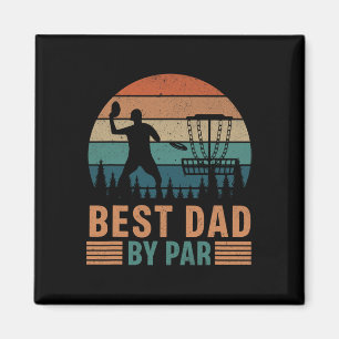 Retro Vintage Disc Golf Dad - Best Dad By Par Disc Magnet