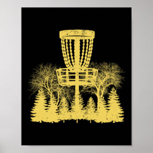 Retro Vintage Disc Golf Sket Trees Disc Golf Lover Poster