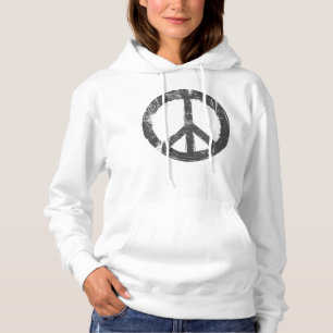 Retro Vintage Distressed Design Peace Sign Hoodie