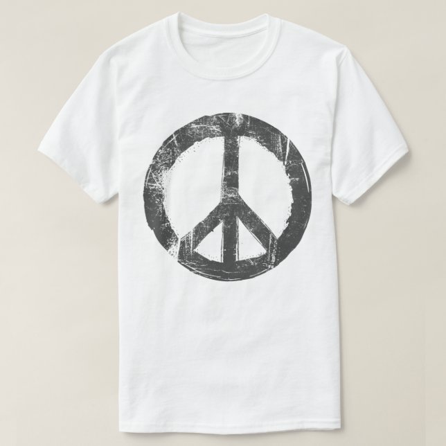 Retro Vintage Distressed Design Peace Sign  T-Shirt (Design Front)