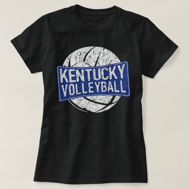 Retro Vintage Distressed Kentucky Volleyball Graph T-Shirt (Design Front)