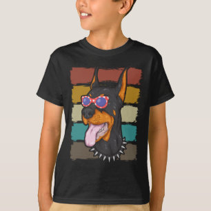 Retro Vintage Doberman Dog American Flag T-Shirt