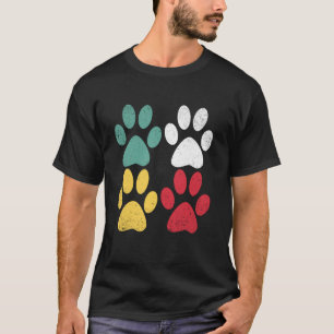 Retro - Vintage Dog Cat Paw Lover Fur Mom Dad T-Shirt