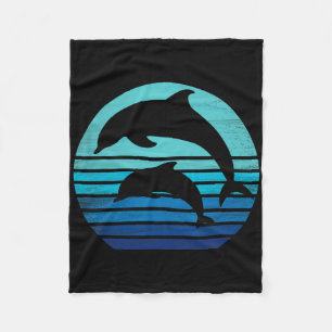 Retro Vintage Dolphins Silhouette Shirt Fleece Blanket