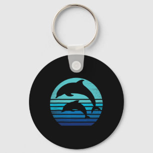 Retro Vintage Dolphins Silhouette Shirt Keychain