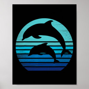 Retro Vintage Dolphins Silhouette Shirt Poster