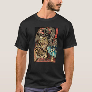 Retro Vintage Dragon Fighting The Giant Tiger Japa T-Shirt