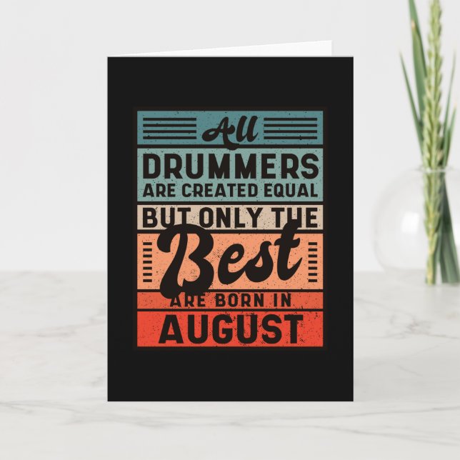 Retro Vintage Drummer Birthday August Card (Front)