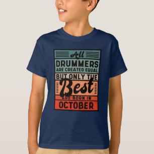 Retro Vintage Drummer Birthday October T-Shirt