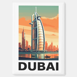Retro Vintage Dubai UAE Travel Magnet