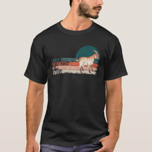 Retro Vintage Easily Distracted By Goats Funny Goa T-Shirt