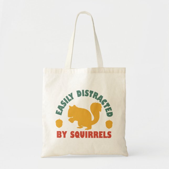 Retro Vintage Easily Distracted By Squirrels Tote Bag (Front)