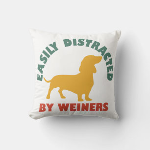 Retro Vintage Easily Distracted By Weiners Throw Pillow