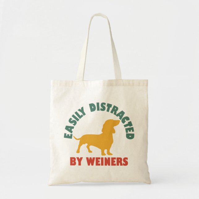 Retro Vintage Easily Distracted By Weiners Tote Bag (Front)