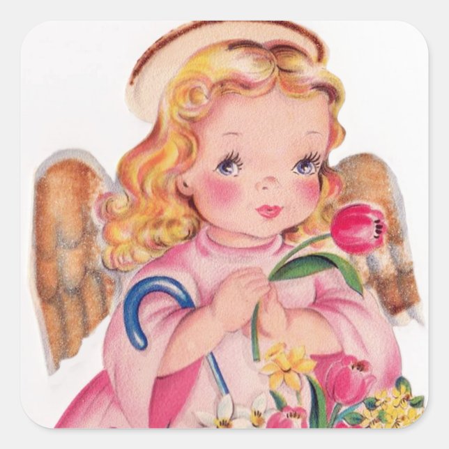 Retro vintage Easter Angel Holiday sticker (Front)