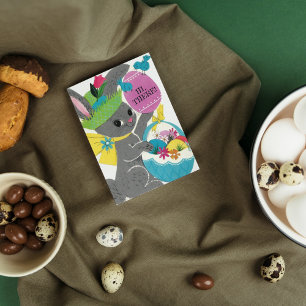 Retro vintage Easter bunny add sentiment Holiday Card