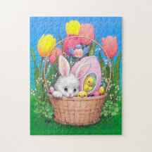 retro vintage Easter bunny basket Holiday