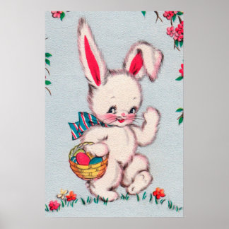retro vintage Easter bunny decor poster