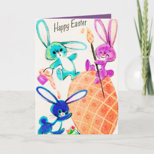 Retro Vintage Easter bunny Holiday Card