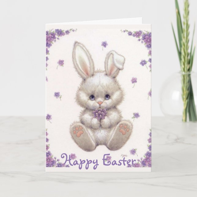 Retro/Vintage Easter Bunny Holiday Card (Front)