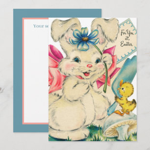 retro vintage Easter bunny Holiday Card