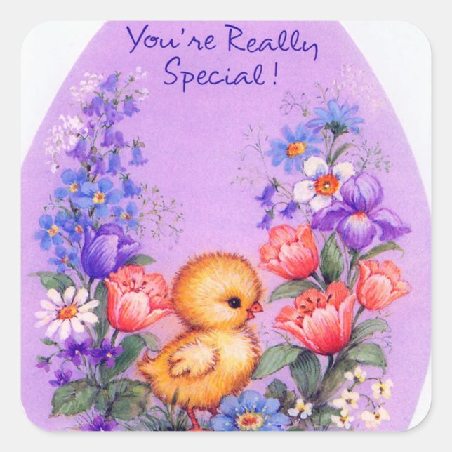 Retro vintage Easter chick Holiday sticker (Front)