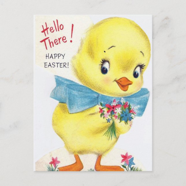 Retro vintage Easter duck Holiday postcard (Front)