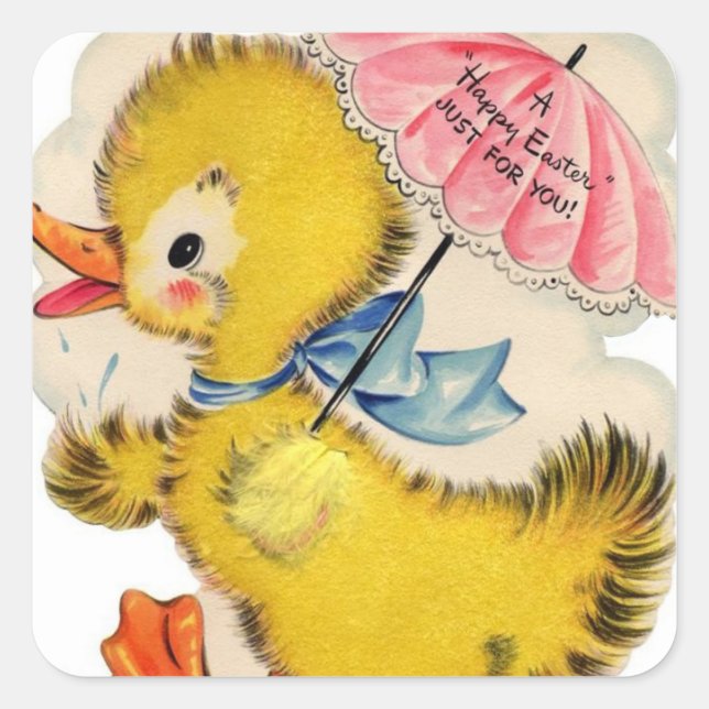 Retro vintage Easter duck Holiday sticker (Front)
