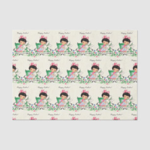 retro vintage Easter girl Holiday party Tissue Paper