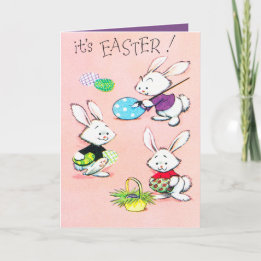 Retro vintage Easter Holiday bunny Card
