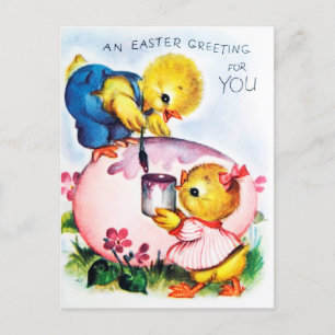Retro vintage Easter Holiday postcard