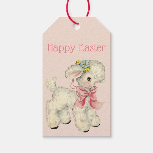 Retro/Vintage Easter Lamb Gift Tags (Front)