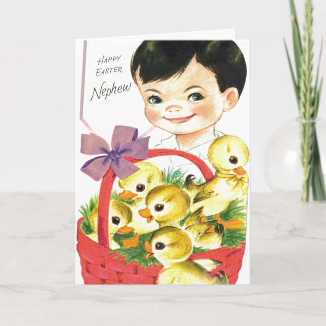 Retro vintage Easter nephew Holiday Card (Front)