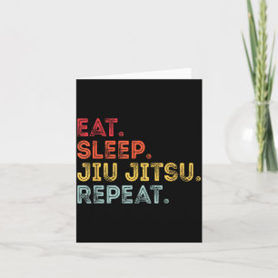 Retro Vintage Eat Sleep Jiu Jitsu Repeat Martial Card