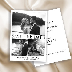 Retro vintage elegant photo collage wedding save the date