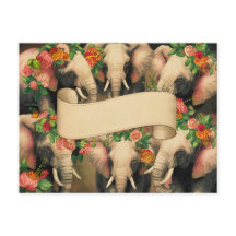 Retro Vintage Elephants Writable