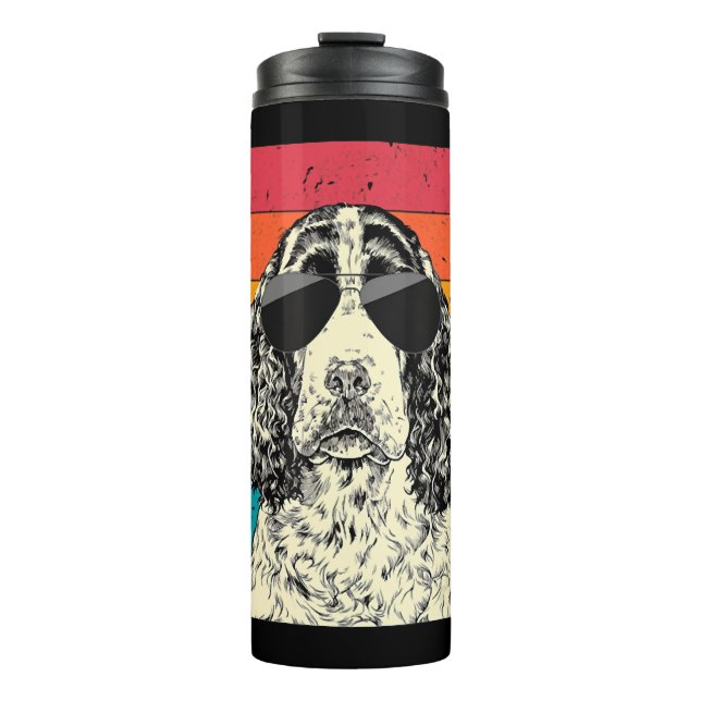 Retro Vintage English Springer Spaniel Sunglasses Thermal Tumbler (Front)